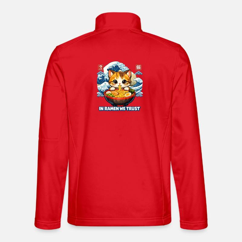 In Ramen We Trust Cat - Unisex Softshell Jacket - red