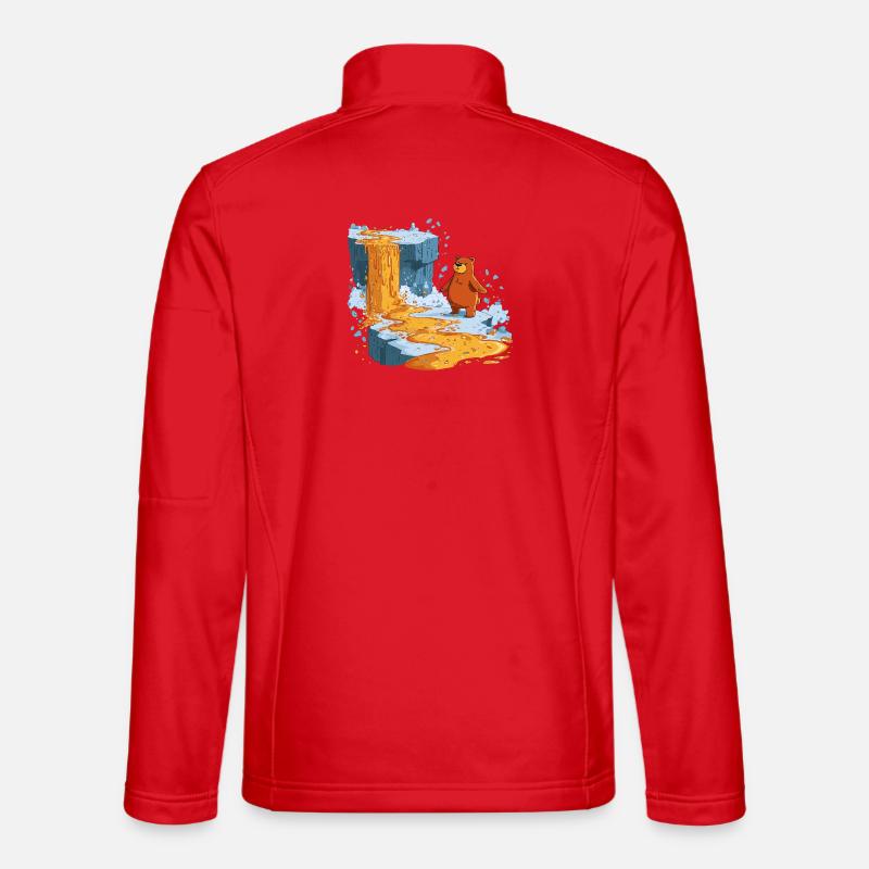 Bär am Lavastrom auf Eis - Unisex Softshelljacke - Rot