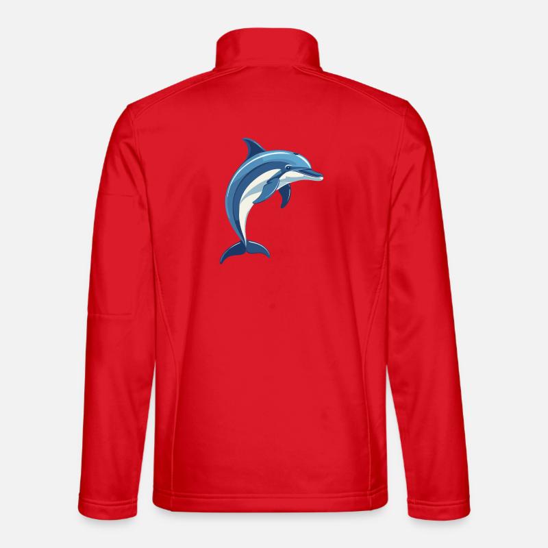 Blauer Delfin springt aus dem Wasser - Unisex Softshelljacke - Rot