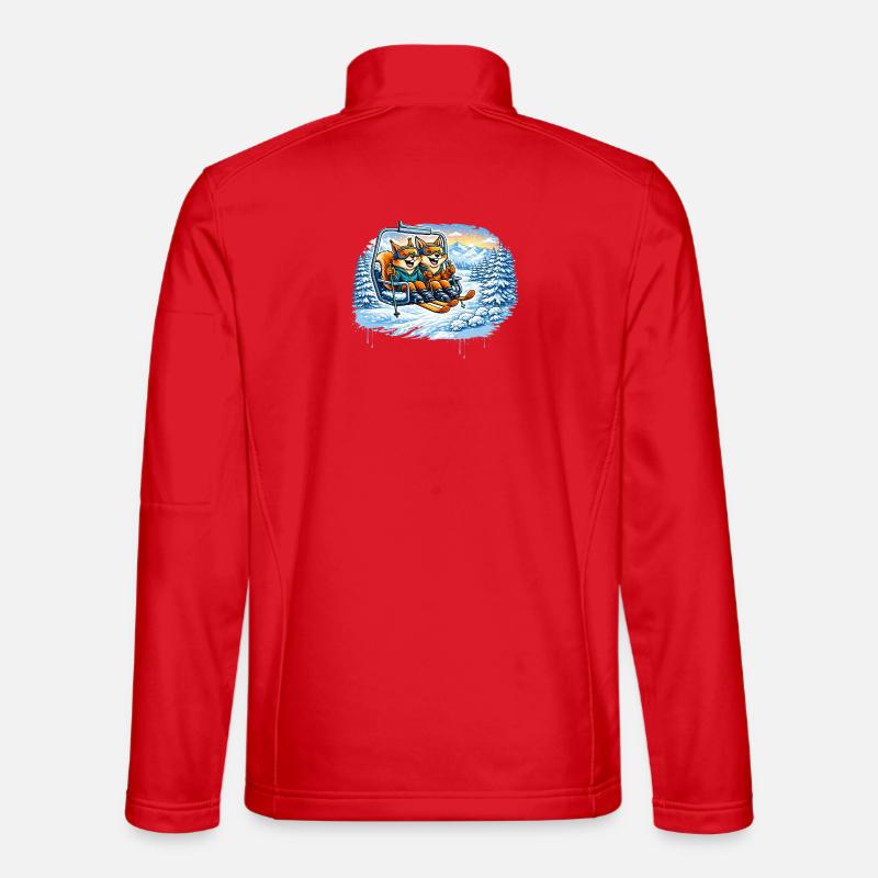 Eichhörnchen & Fuchs im Skilift – Winterspaß - Unisex Softshelljacke - Rot