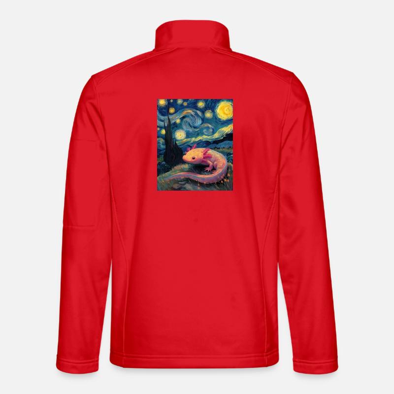 Axolotl Van Gogh Starry Night - Unisex Softshelljacke - Rot