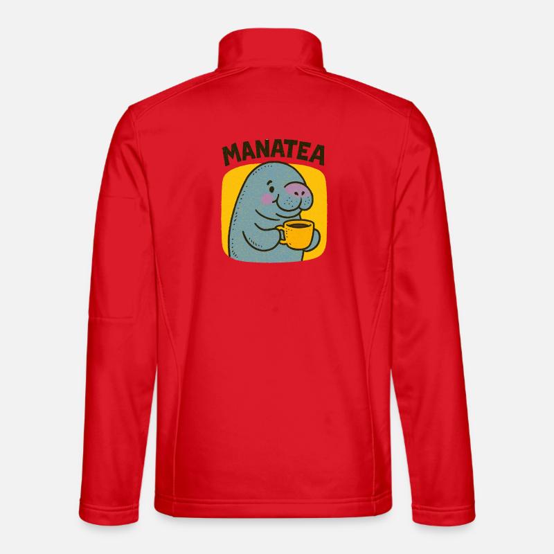 Manatea Cheer: Manatee Sips Tea - Unisex Softshell Jacket - red
