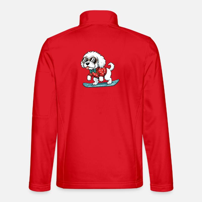 Snowboard Weißer Hund Sonnenbrille Pullover - Unisex Softshelljacke - Rot