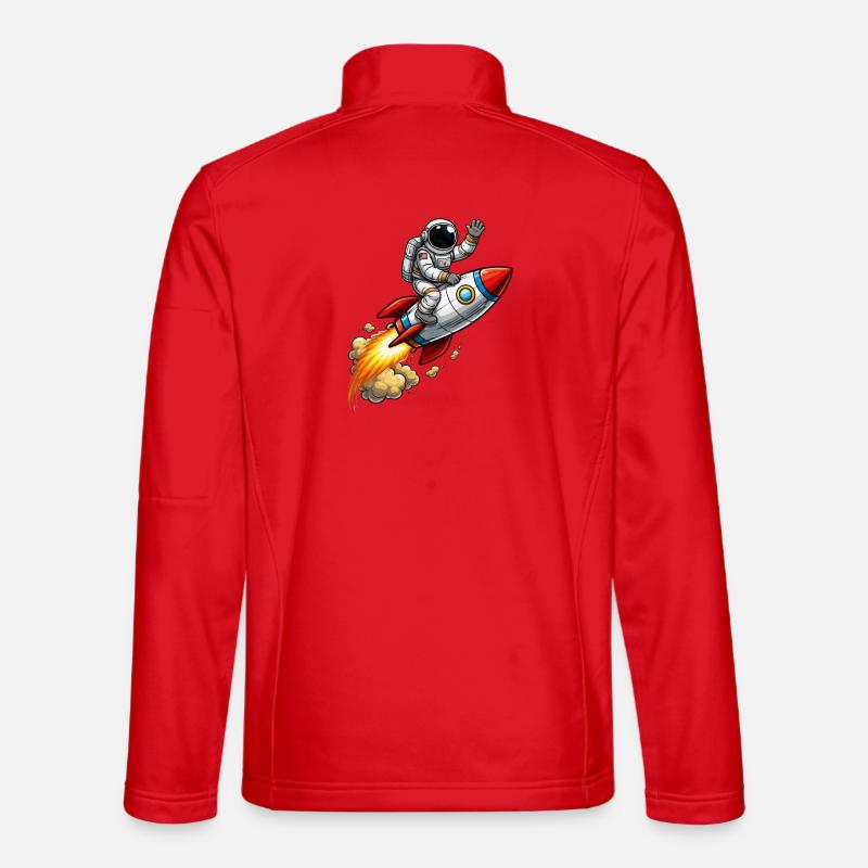 Dessin animé astronaute sur fusée Veste en tissu softshell Unisexe