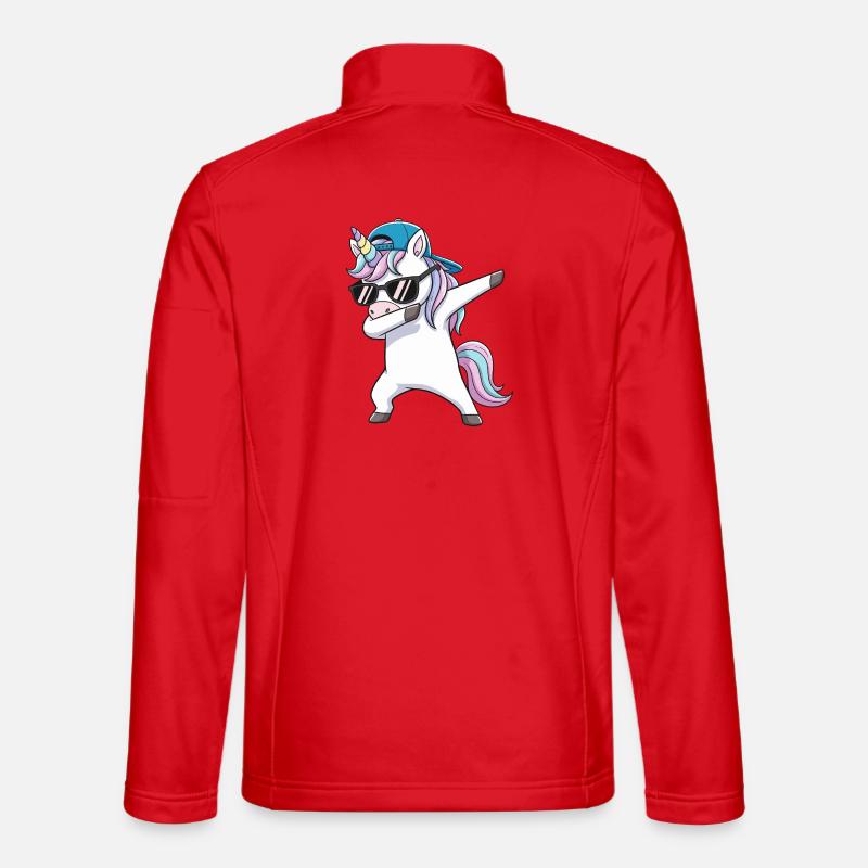 Coole Dabbing Einhorn-Sonnenbrille Cartoon-Kunst - Unisex Softshelljacke - Rot