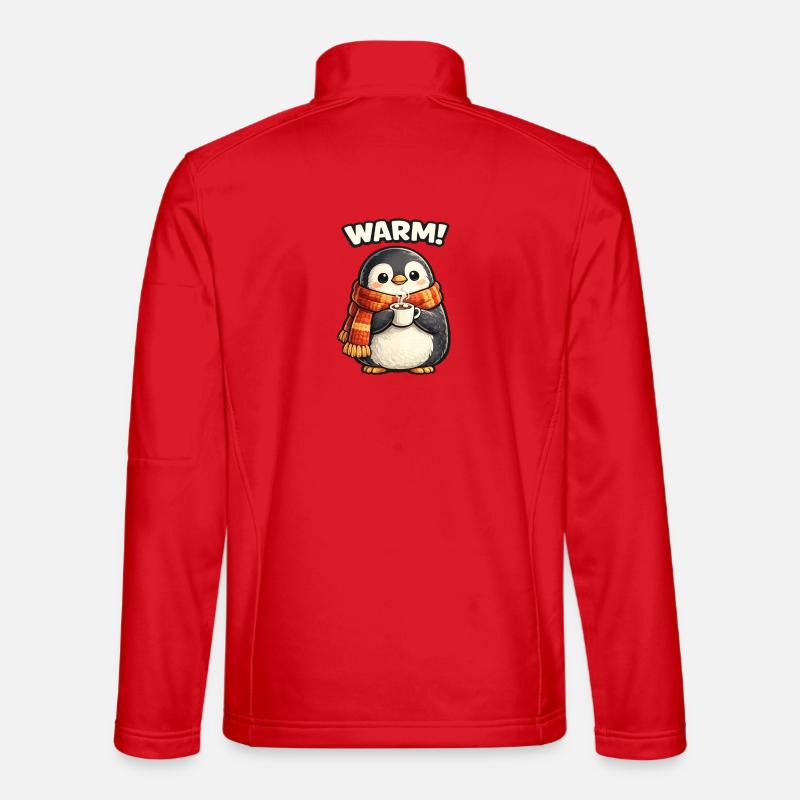 Warming penguin with coffee - Unisex Softshell Jacket - red