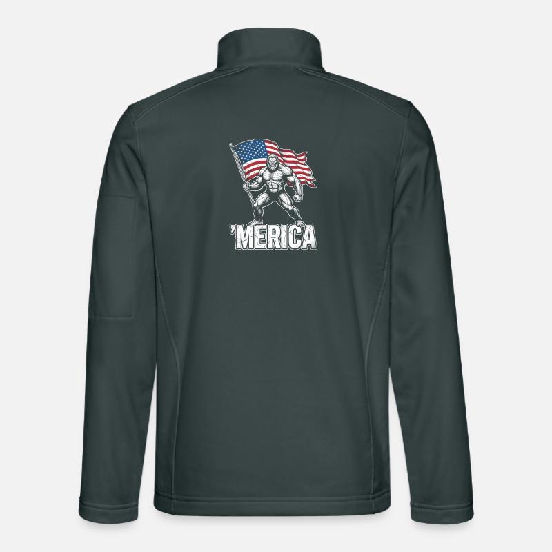 America Bigfoot Drôle 4 juillet Bigfoot Ameri Veste en tissu softshell Unisexe