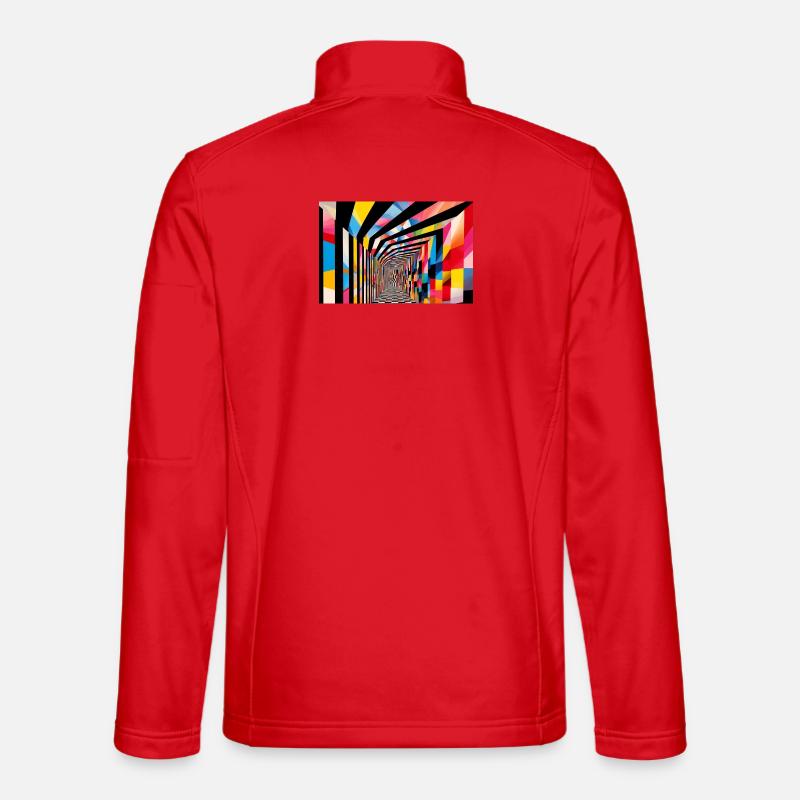 Farbenfroher geometrischer Tunnel - Unisex Softshelljacke - Rot
