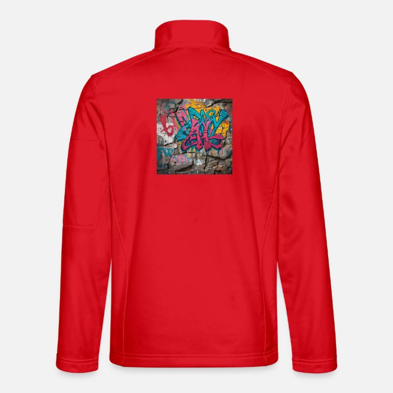 Bunte Graffiti auf Steinwand - Unisex Softshelljacke - Rot