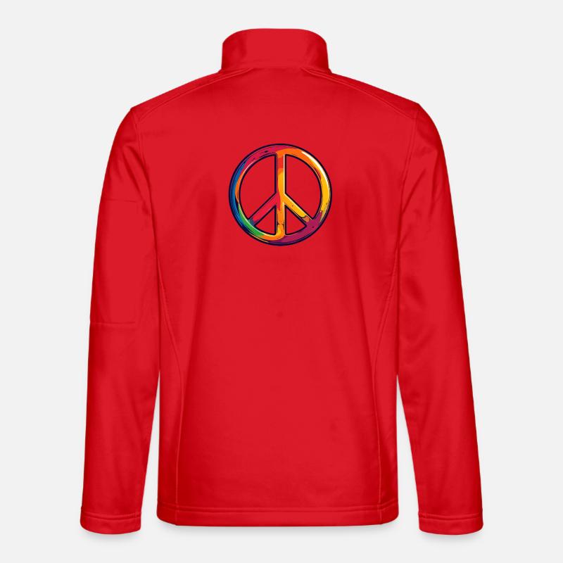 Rainbow Peace Symbol - Unisex Softshell Jacket - red