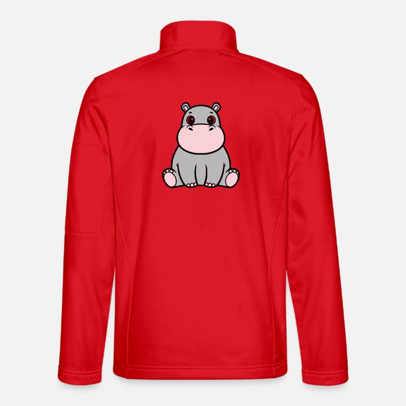 Süßes Baby Nilpferd Sitzend Kawaii - Unisex Softshelljacke - Rot