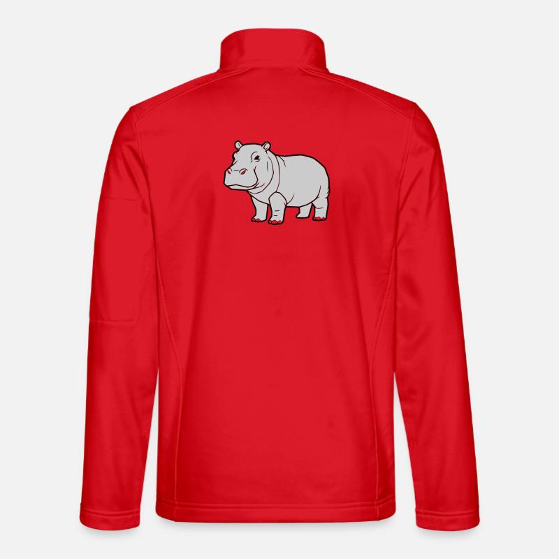 Nilpferd Stehend Comic Tier Zoo Unisex Softshelljacke