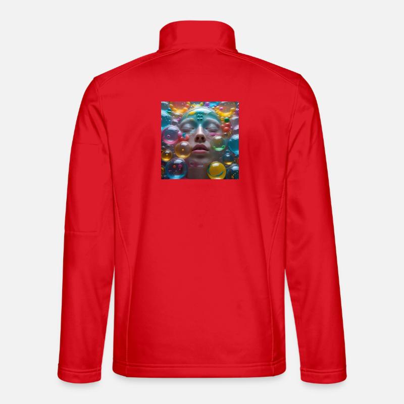 Gesicht unter Neonblasen - Unisex Softshelljacke - Rot