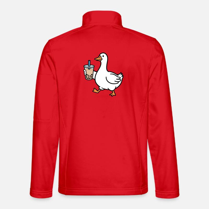 Croaking duck with bubble tea - Unisex Softshell Jacket - red