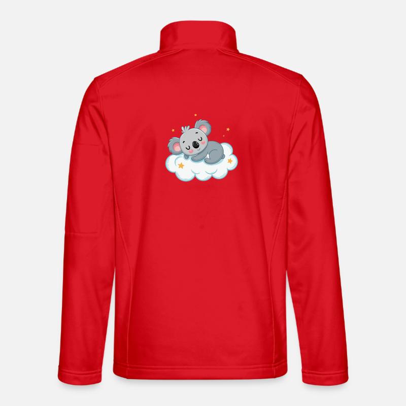Dreamy Koala on Starry Cloud - Unisex Softshell Jacket - red