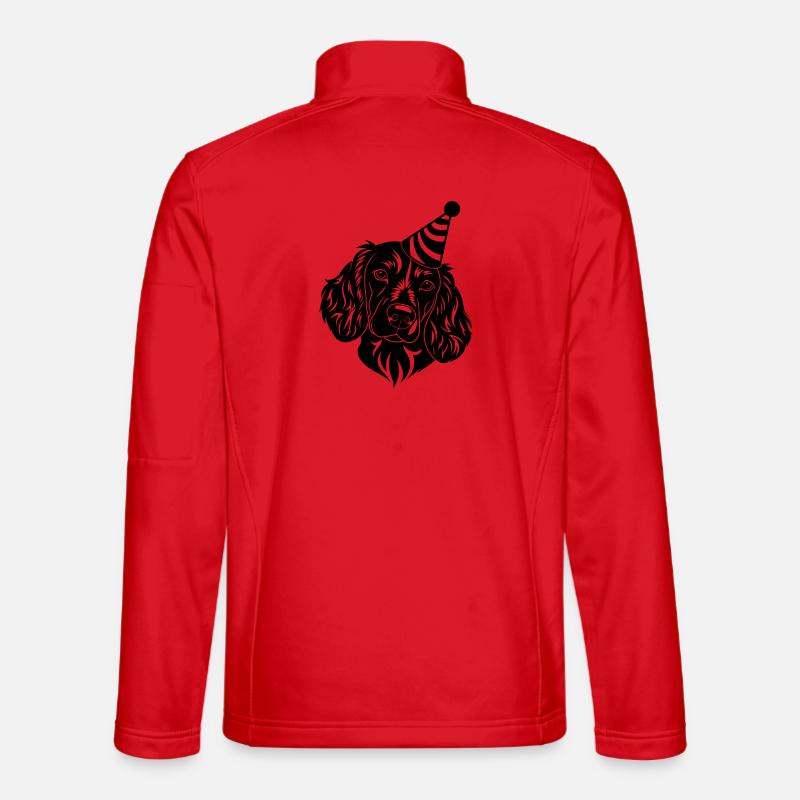 Dog with party hat - Unisex Softshell Jacket - red