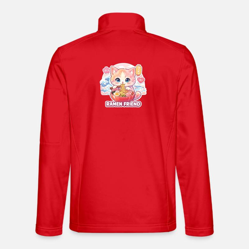 Cat Ramen Friend Pastel - Unisex Softshell Jacket - red