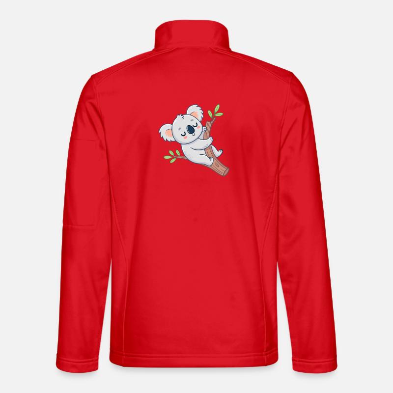 Dreamy Koala on Cheerful Branch - Unisex Softshell Jacket - red