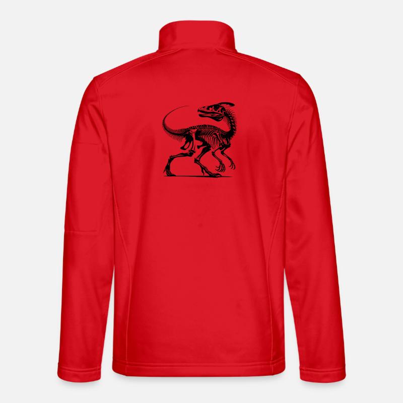Dinosaur Raptor with Backbone Bones - Unisex Softshell Jacket - red