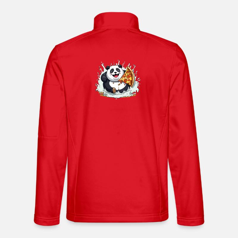 Panda Pizza Splash Cartoon - Unisex Softshell Jacket - red