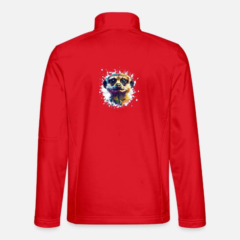 Erdmännchen Porträt Splash - Unisex Softshelljacke - Rot