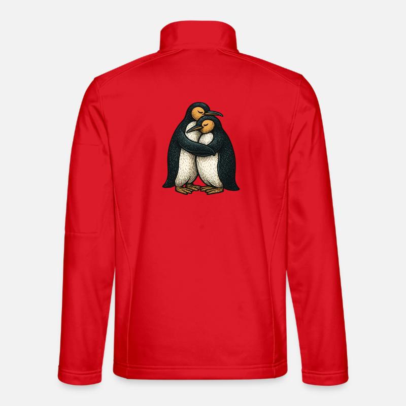 Two-Way Penguins Hug - Unisex Softshell Jacket - red