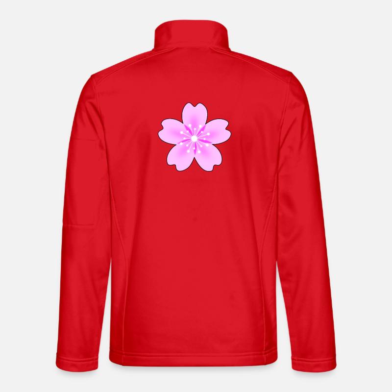 Fleur rose avec des rayons néon - Veste en tissu softshell Unisexe - rouge