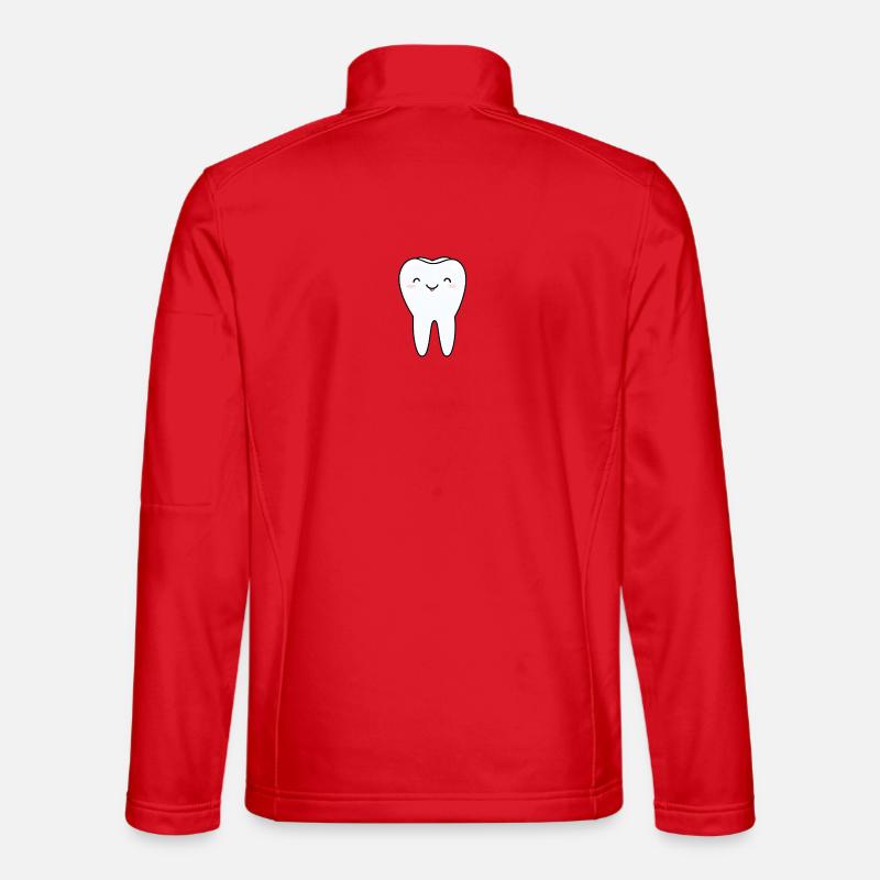 Fröhlicher Zahn Cartoon - Unisex Softshelljacke - Rot