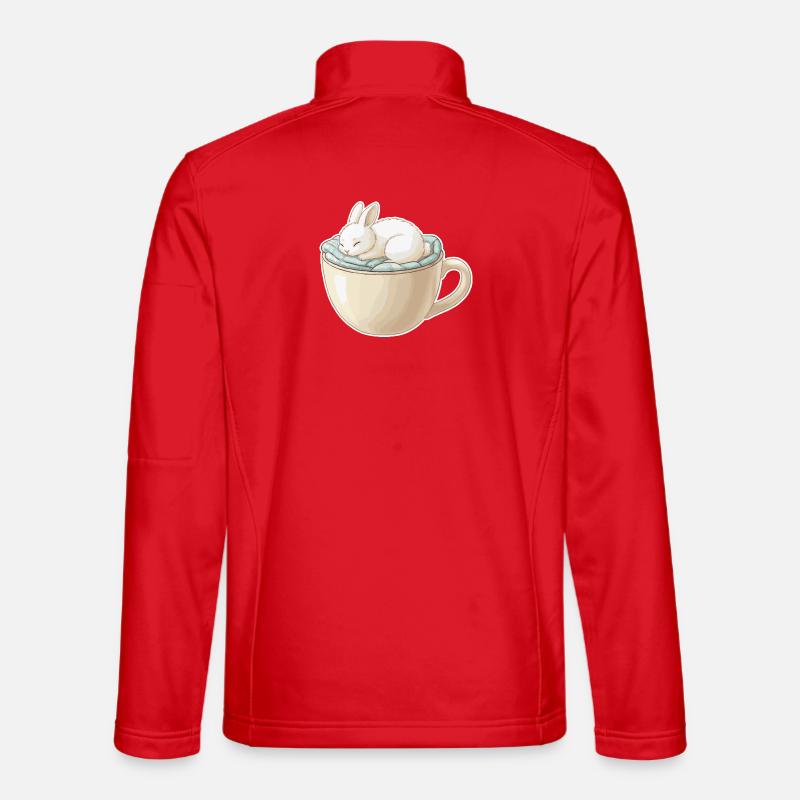 Schlafendes Kaninchen in einer Tasse - Unisex Softshelljacke - Rot