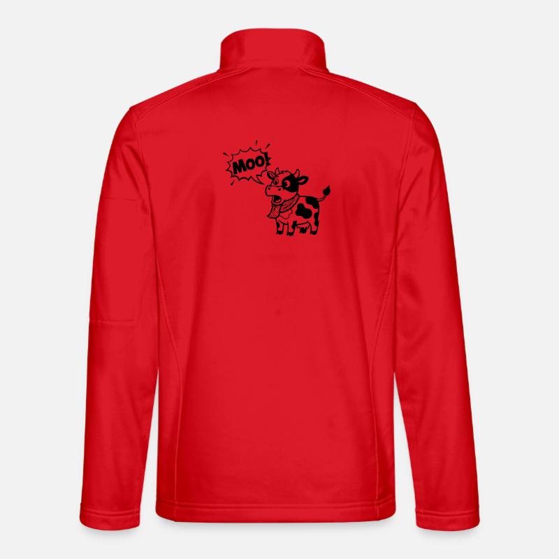 Funny Cow Moo Comic Speech Bubble - Unisex Softshell Jacket - red