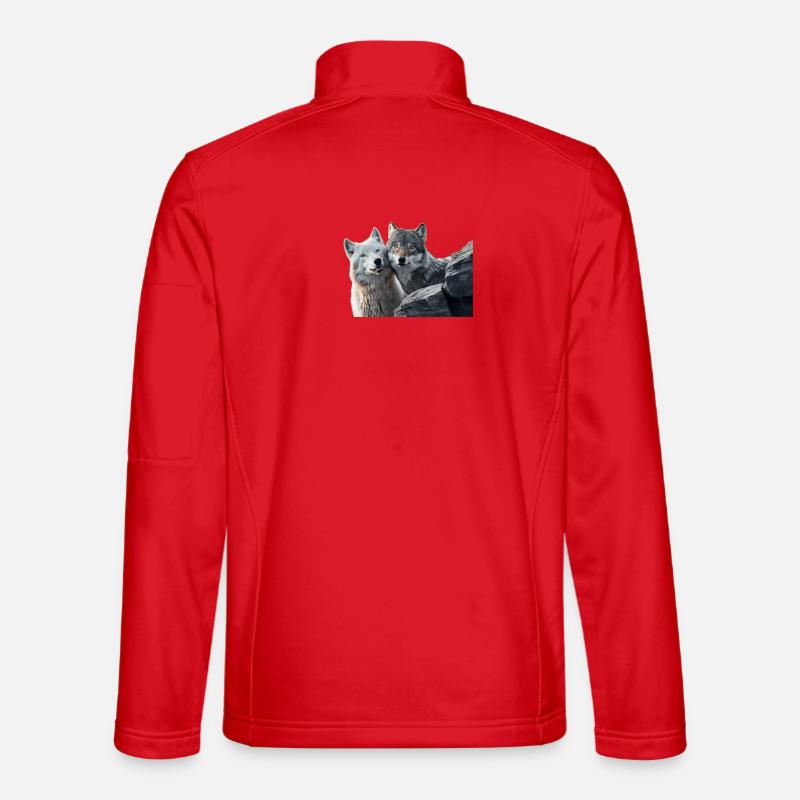 Wolves Duo on Rock - Unisex Softshell Jacket - red