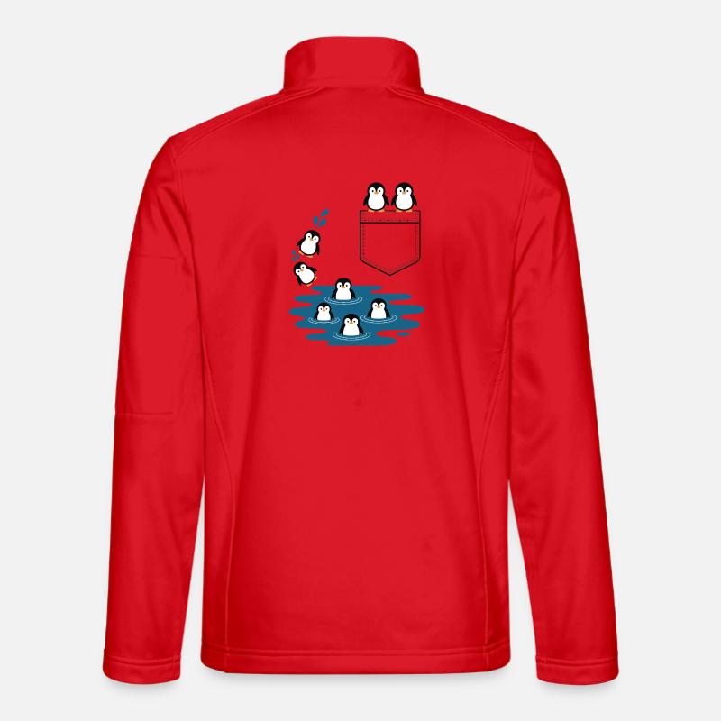 Pinguin Sprung ins Wasser Pocket Design - Unisex Softshelljacke - Rot