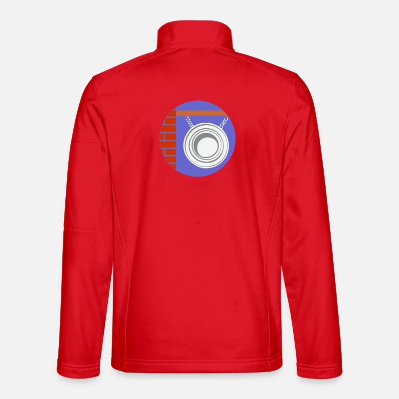 51169_Friseur Kreispendant vor Backsteinwand - Unisex Softshelljacke - Rot