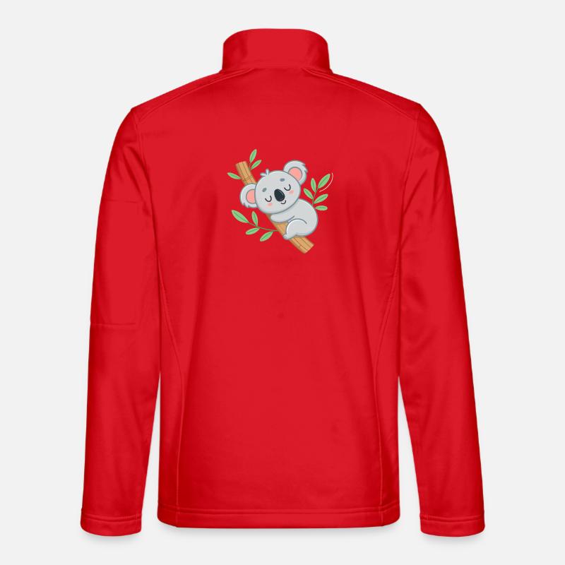 Dreamy Koala on Tropical Branch - Unisex Softshell Jacket - red