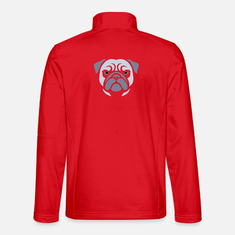 Mops , Hundekopf - Unisex Softshelljacke - Rot