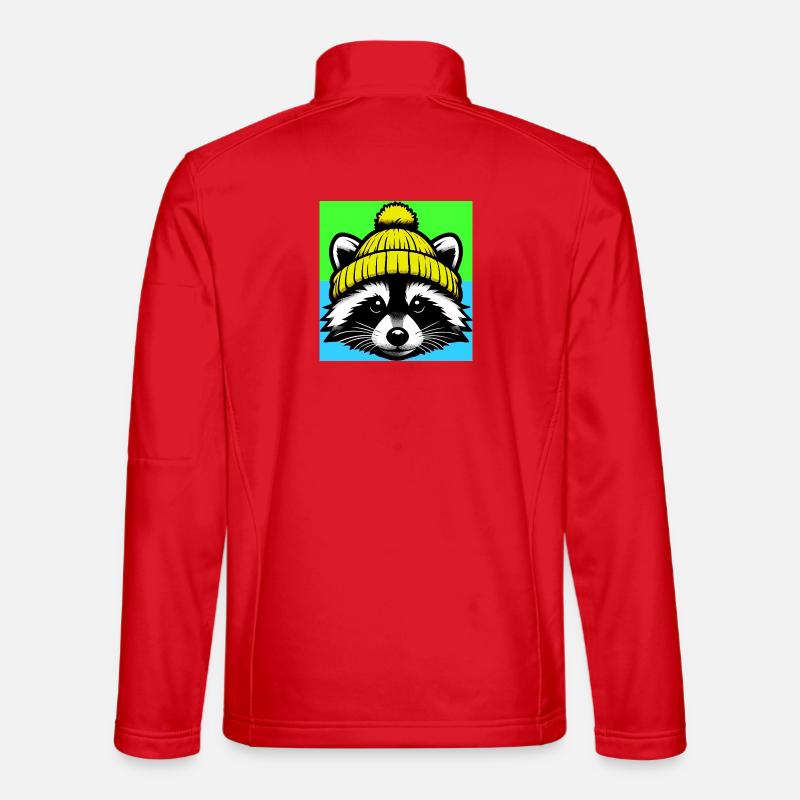 Waschbär mit Wollmütze - Unisex Softshelljacke - Rot