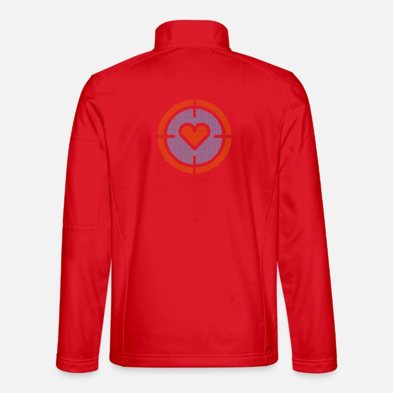 Herz im Ziel-Emblem, atomare Muster - Unisex Softshelljacke - Rot