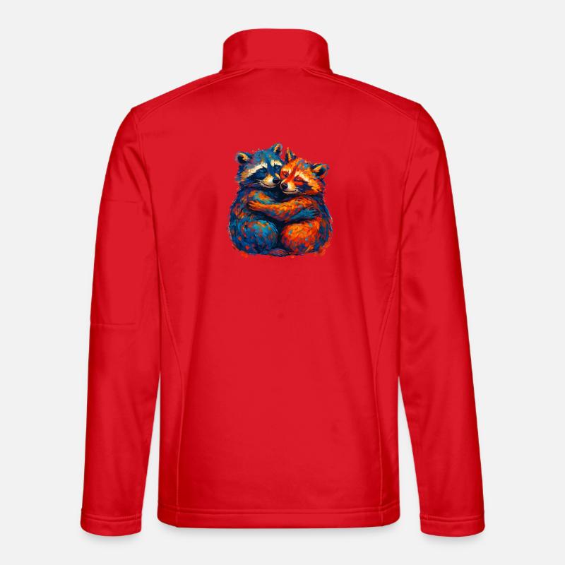 Farbenfrohe Waschbären Umarmung - Unisex Softshelljacke - Rot