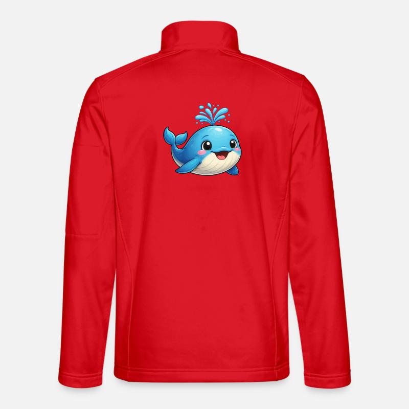 Kleiner blauer Wal mit Wasserfunken Unisex Softshelljacke