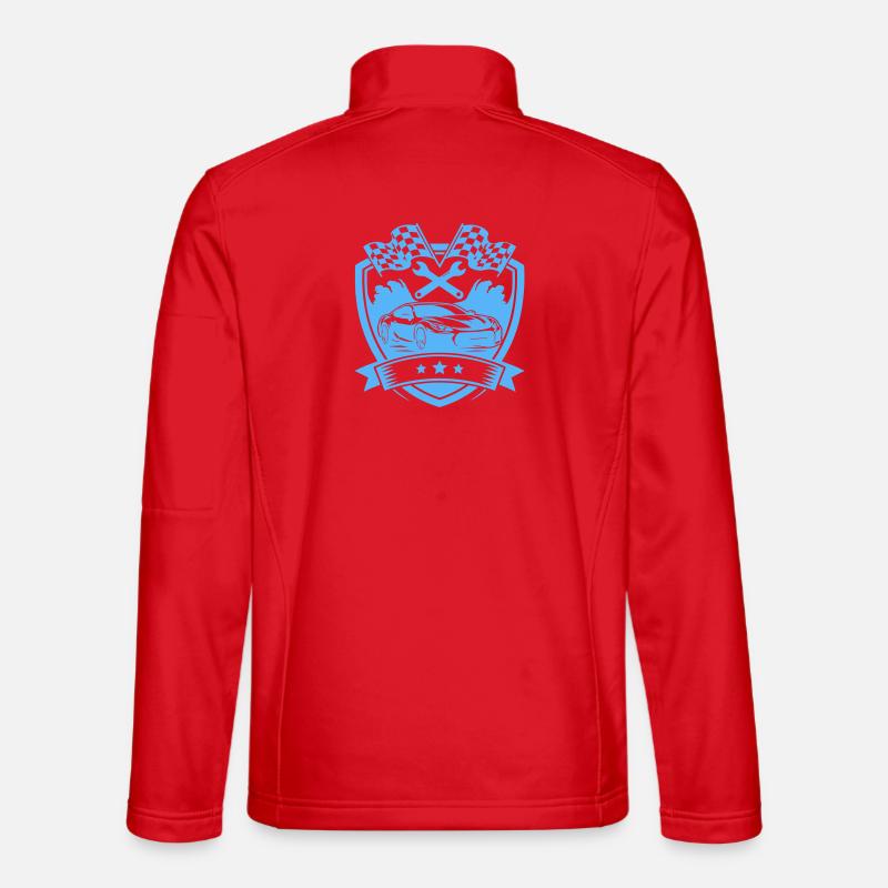 Racing Car Emblem Shield Car - Unisex Softshell Jacket - red