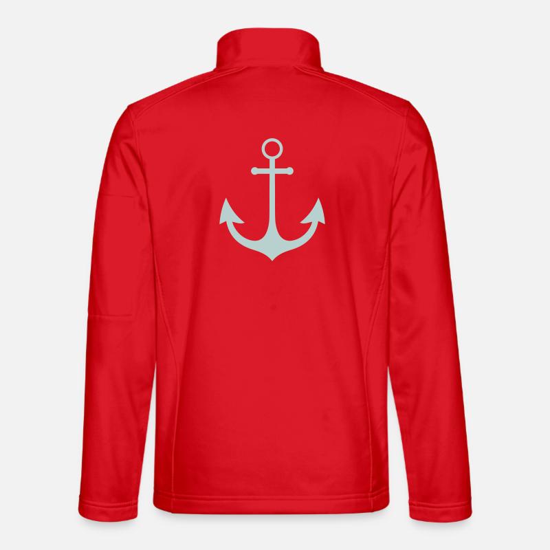 Pastel Anchor Nautical Motif - Unisex Softshell Jacket - red