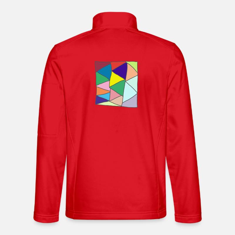 Geometrischer Glasmosaik-Burst - Unisex Softshelljacke - Rot