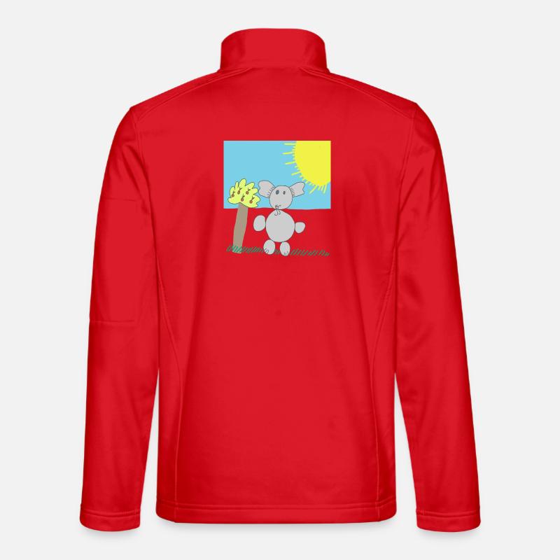 Whimsical Elephant Under a Bright Sun - Unisex Softshell Jacket - red