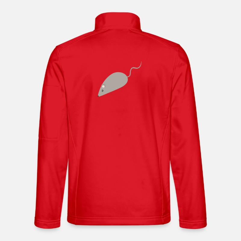 Grey Mouse Minimalist Sketch - Unisex Softshell Jacket - red