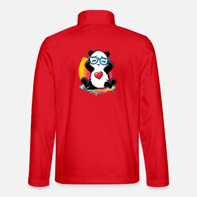 Relaxter Panda mit Sonnenbrille  - Unisex Softshelljacke - Rot