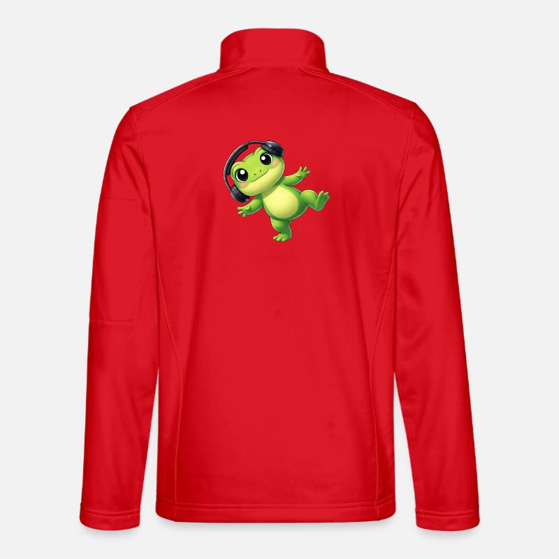 Süßer Frosch Kröte Unke mit Kopfhörern Tanzen Tech Unisex Softshelljacke