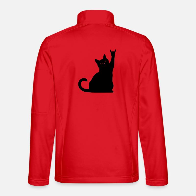 Schwarze Katze – Devil Horns Silhouette Unisex Softshelljacke