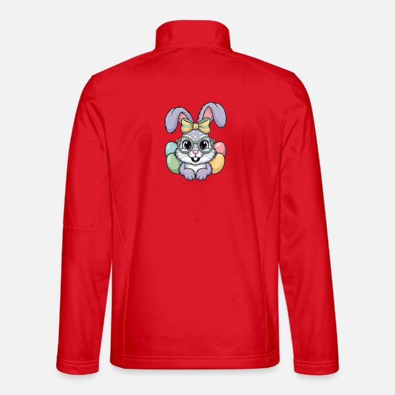 Kawaii Easter Bunny with Glasses - Unisex Softshell Jacket - red