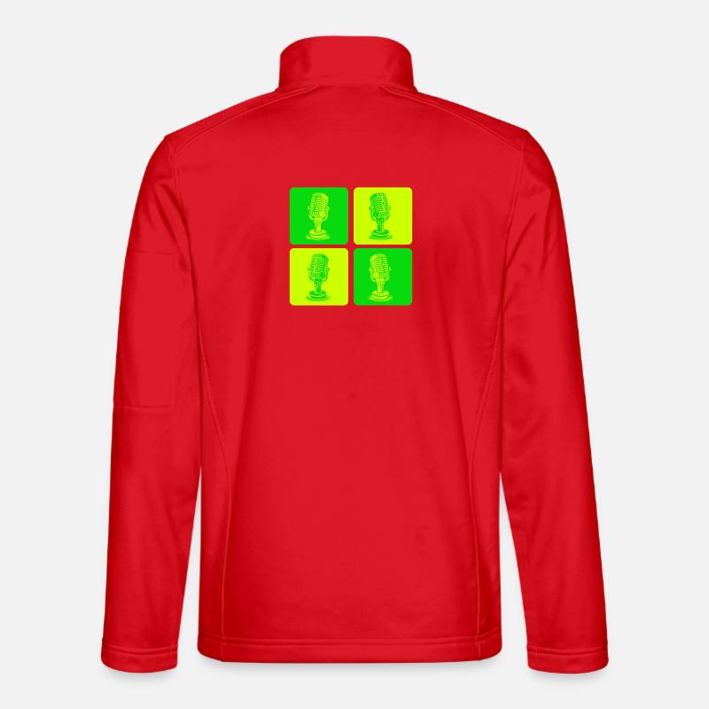 Mikrofon Pop Art Grün - Unisex Softshelljacke - Rot