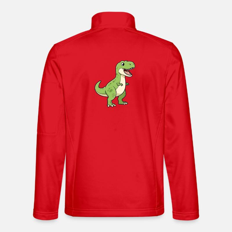 Fröhlicher Dino-T-Rex Cartoon - Unisex Softshelljacke - Rot